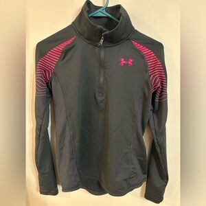 Girls YXL Under Armour quarter zip fitted coldgear pullover black